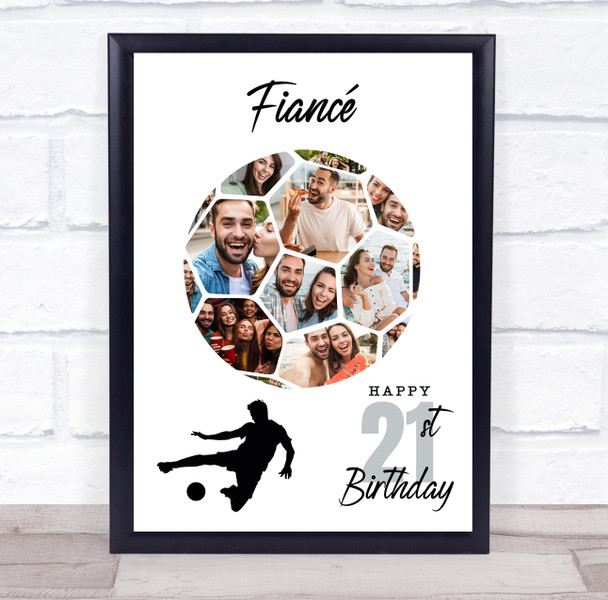 Photo Collage 21st Birthday Gift For Fiancé 14-Photo Football Print Or Canvas