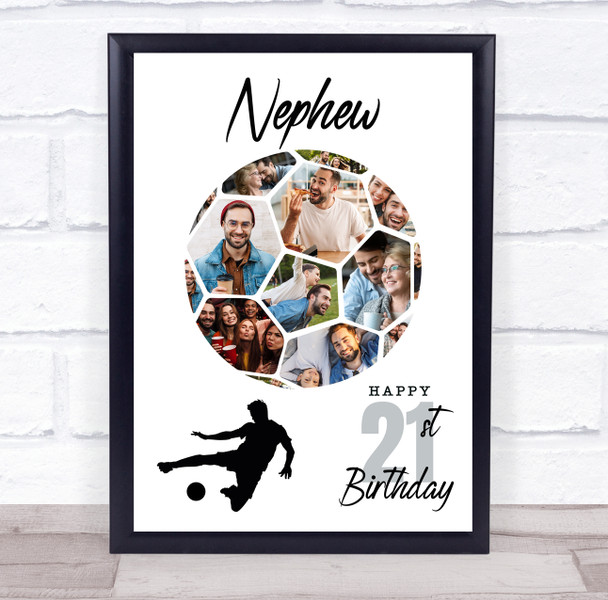 Photo Collage 21st Birthday Gift For Nephew 14-Photo Football Print Or Canvas Photo Collage 21st Birthday Gift For Nephew 14-Photo Football Print Or Canvas