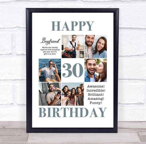 Photo Collage 30th Birthday Custom Gift For Boyfriend 6-Photo Print Or Canvas Photo Collage 30th Birthday Custom Gift For Boyfriend 6-Photo Print Or Canvas