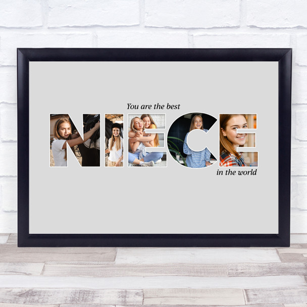 Photo Collage Grey 5-Photo Custom Gift For Niece Any Occasion Print Or Canvas