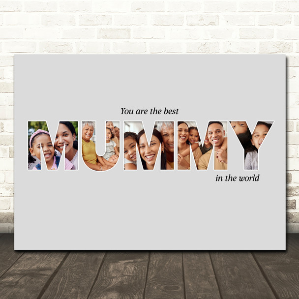 Photo Collage Grey 5-Photo Custom Gift For Mummy Any Occasion Print Or Canvas