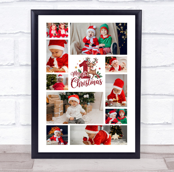 Photo Collage First Christmas Gift For Baby 10-Photo Reindeer Print Or Canvas Photo Collage First Christmas Gift For Baby 10-Photo Reindeer Print Or Canvas