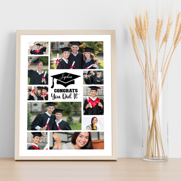 Photo Collage Graduation Gift For Student 10-Photo You Did It Print Or Canvas
