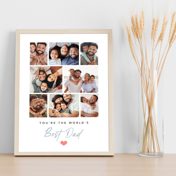Photo Collage Father's Day Gift For Dad 8-Photo Red Best Dad Print Or Canvas