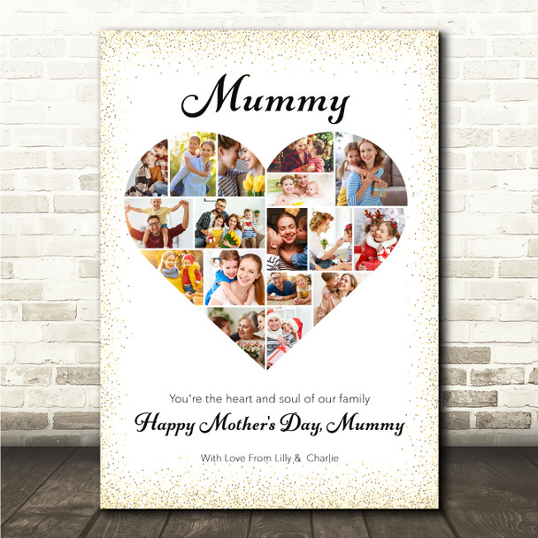 Photo Collage Gift For Mummy Mother's Day 17-Photo Gold Dots Print Or Canvas
