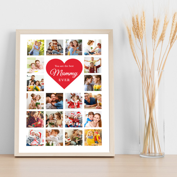 Photo Collage Gift For Mummy Mother's Day 20-Photo Red Heart Print Or Canvas