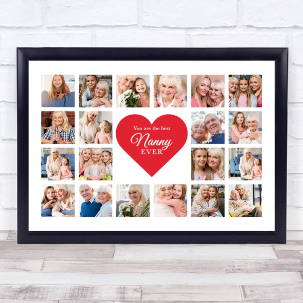 Photo Collage Gift For Nanny Mother's Day 20-Photo Red Heart Print Or Canvas