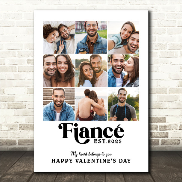Photo Collage Custom Gift For Valentine's Day 9-Photo Fiancé Print Or Canvas