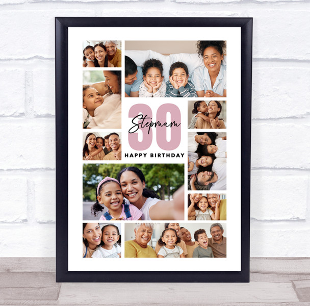 Photo Collage 30th Birthday Custom Gift For Stepmum 10-Photo Print Or Canvas
