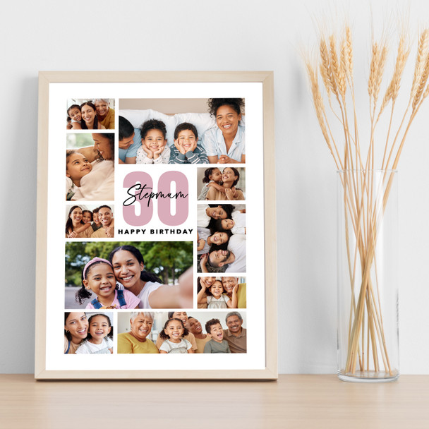 Photo Collage 30th Birthday Custom Gift For Stepmum 10-Photo Print Or Canvas