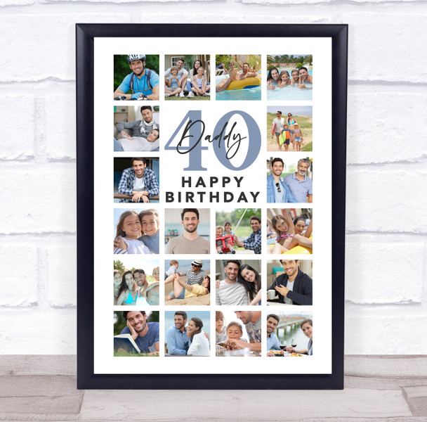 Photo Collage 40th Birthday Gift For Daddy 20-Photo Portrait Print Or Canvas Photo Collage 40th Birthday Gift For Daddy 20-Photo Portrait Print Or Canvas