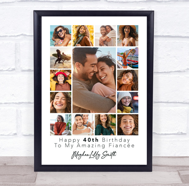 Photo Collage 40th Birthday Custom Gift For Fiancée 15-Photo Print Or Canvas Photo Collage 40th Birthday Custom Gift For Fiancée 15-Photo Print Or Canvas