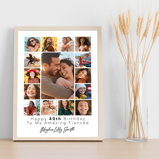 Photo Collage 40th Birthday Custom Gift For Fiancée 15-Photo Print Or Canvas Photo Collage 40th Birthday Custom Gift For Fiancée 15-Photo Print Or Canvas