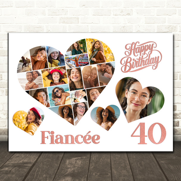 Photo Collage 40th Birthday Gift For Fiancée 20-Photo Hearts Print Or Canvas Photo Collage 40th Birthday Gift For Fiancée 20-Photo Hearts Print Or Canvas