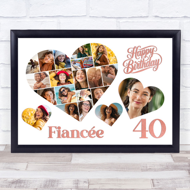 Photo Collage 40th Birthday Gift For Fiancée 20-Photo Hearts Print Or Canvas Photo Collage 40th Birthday Gift For Fiancée 20-Photo Hearts Print Or Canvas