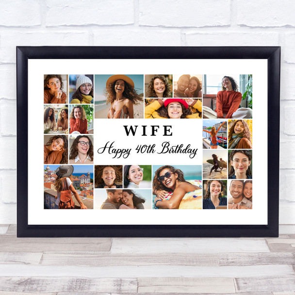 Photo Collage 40th Birthday Gift For Wife 22-Photo Landscape Print Or Canvas