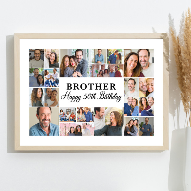 Photo Collage 50th Birthday Custom Gift For Brother 22-Photo Print Or Canvas