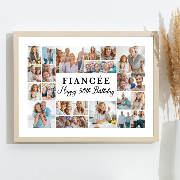 Photo Collage 50th Birthday Custom Gift For Fiancée 22-Photo Print Or Canvas