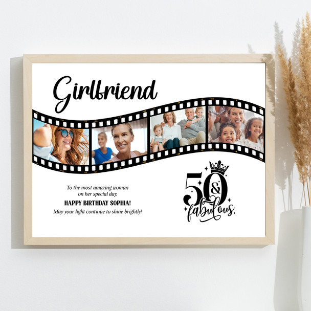 Photo Collage 50th Birthday Gift For Girlfriend 4-Photo Film Print Or Canvas