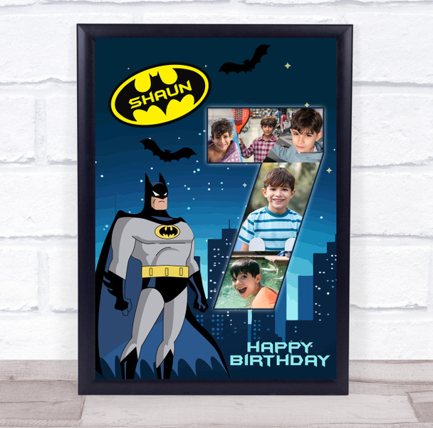 Photo Collage 5-Photo 7th Birthday Gift For Kids Boys Batman Print Or Canvas