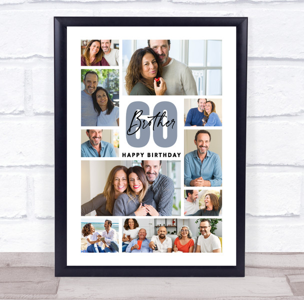 Photo Collage 60th Birthday Custom Gift For Brother 10-Photo Print Or Canvas