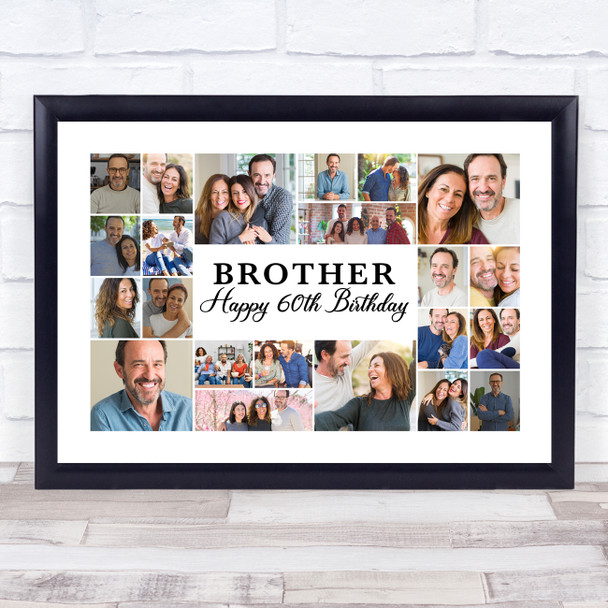 Photo Collage 60th Birthday Custom Gift For Brother 22-Photo Print Or Canvas Photo Collage 60th Birthday Custom Gift For Brother 22-Photo Print Or Canvas