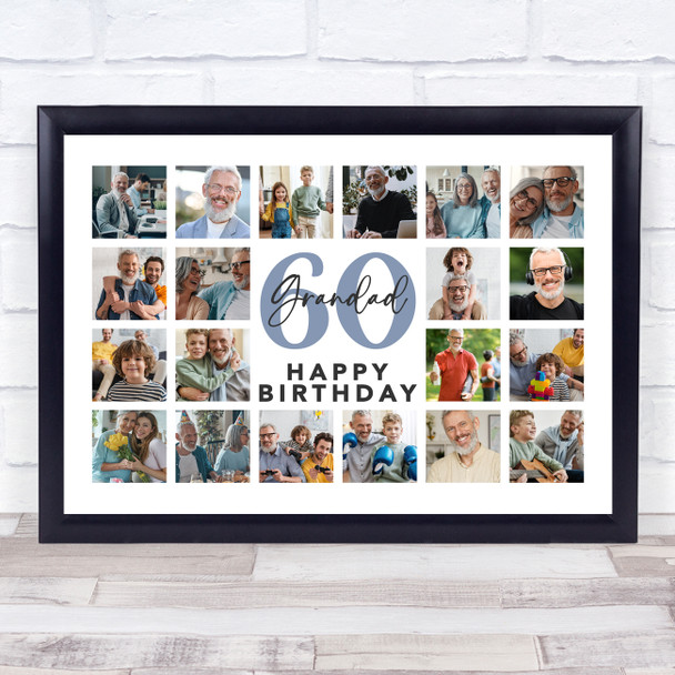 Photo Collage 60th Birthday Custom Gift For Grandad 20-Photo Print Or Canvas
