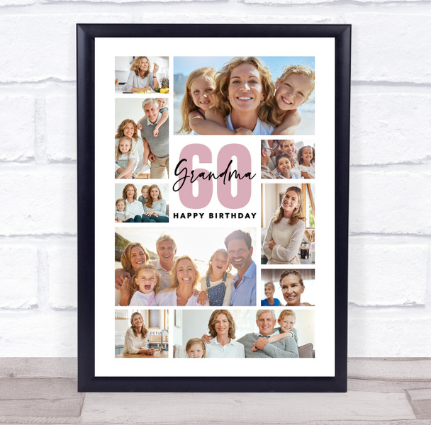 Photo Collage 60th Birthday Custom Gift For Grandma 10-Photo Print Or Canvas