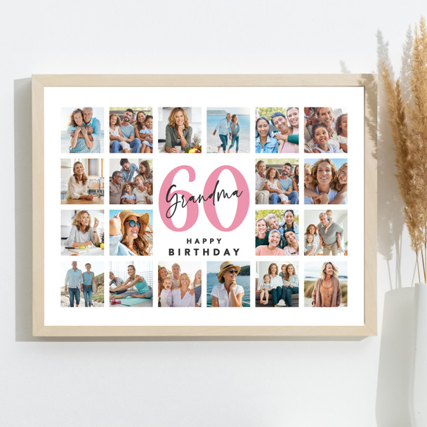 Photo Collage 60th Birthday Custom Gift For Grandma 20-Photo Print Or Canvas