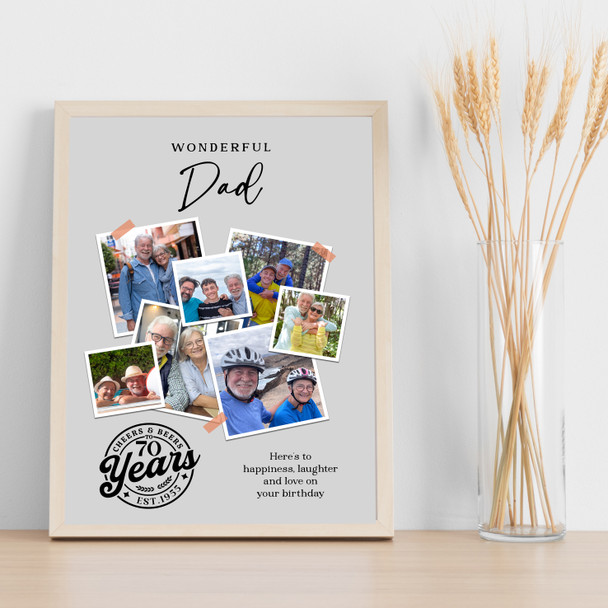 Photo Collage 70th Birthday Custom Gift For Dad 7-Photo Grey Print Or Canvas Photo Collage 70th Birthday Custom Gift For Dad 7-Photo Grey Print Or Canvas