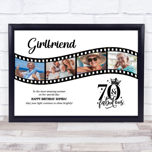 Photo Collage 70th Birthday Gift For Girlfriend 4-Photo Film Print Or Canvas