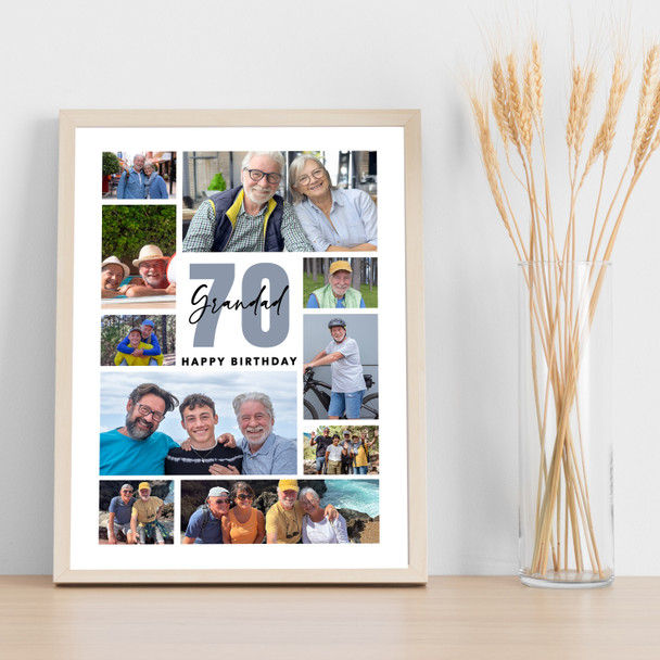 Photo Collage 70th Birthday Custom Gift For Grandad 10-Photo Print Or Canvas Photo Collage 70th Birthday Custom Gift For Grandad 10-Photo Print Or Canvas