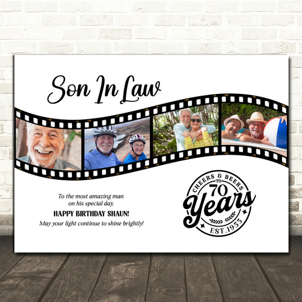 Photo Collage 70th Birthday Gift For Son-In-Law 4-Photo Film Print Or Canvas