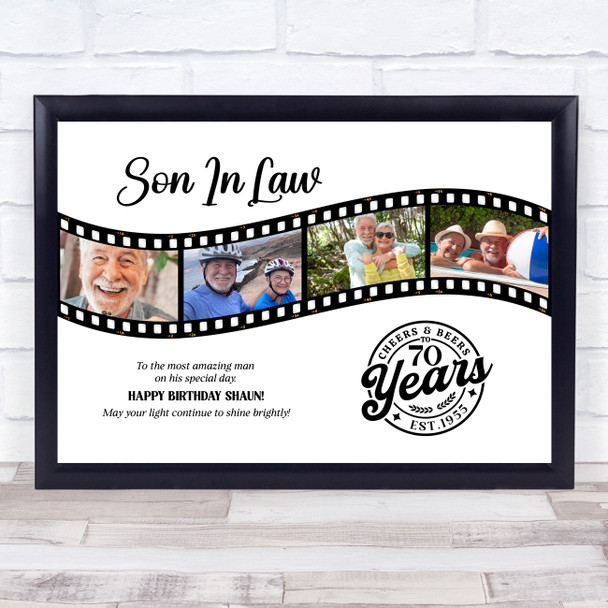Photo Collage 70th Birthday Gift For Son-In-Law 4-Photo Film Print Or Canvas