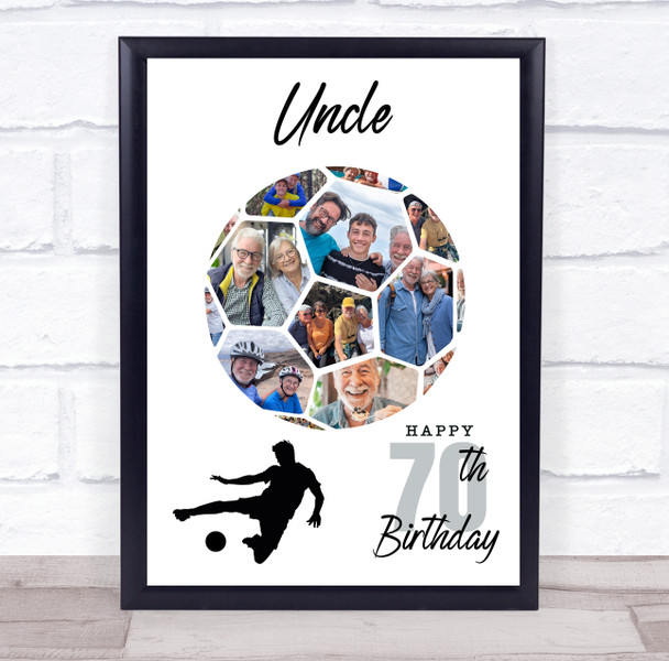 Photo Collage 70th Birthday Gift For Uncle 14-Photo Football Print Or Canvas