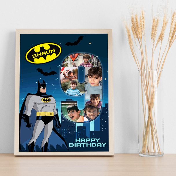 Photo Collage 7-Photo 9th Birthday Gift For Kids Boys Batman Print Or Canvas Photo Collage 7-Photo 9th Birthday Gift For Kids Boys Batman Print Or Canvas