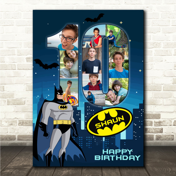 Photo Collage 10-Photo 10th Birthday Custom Gift Boys Batman Print Or Canvas