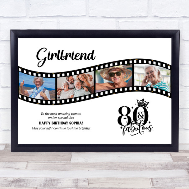 Photo Collage 80th Birthday Gift For Girlfriend 4-Photo Film Print Or Canvas Photo Collage 80th Birthday Gift For Girlfriend 4-Photo Film Print Or Canvas