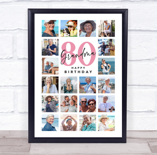 Photo Collage 80th Birthday Custom Gift For Grandma 20-Photo Print Or Canvas