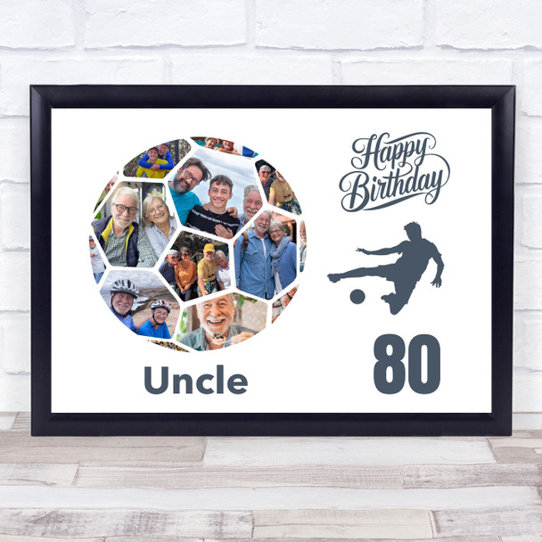 Photo Collage 80th Birthday Gift For Uncle 14-Photo Football Print Or Canvas Photo Collage 80th Birthday Gift For Uncle 14-Photo Football Print Or Canvas
