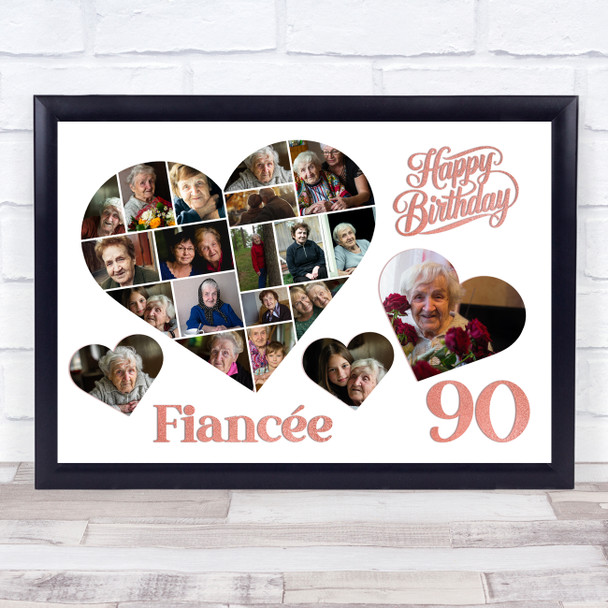 Photo Collage 90th Birthday Gift For Fiancée 20-Photo Hearts Print Or Canvas Photo Collage 90th Birthday Gift For Fiancée 20-Photo Hearts Print Or Canvas