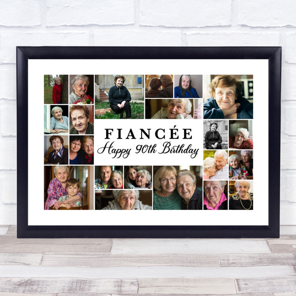 Photo Collage 90th Birthday Custom Gift For Fiancée 22-Photo Print Or Canvas