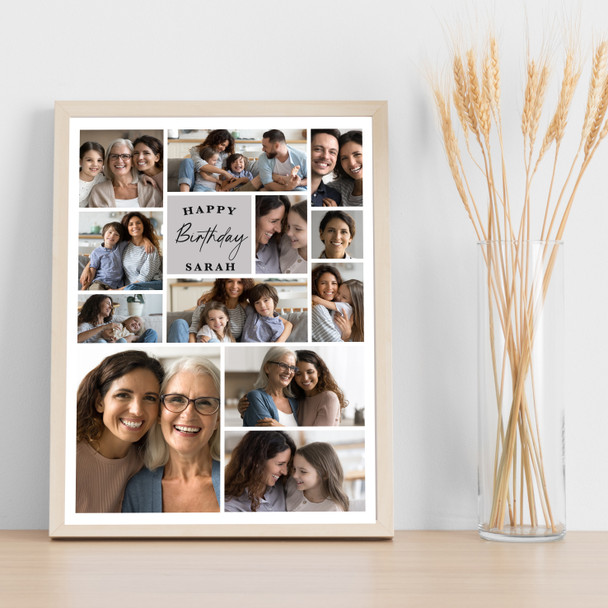 Photo Collage Birthday Custom Gift For Anyone 12-Photo White Print Or Canvas