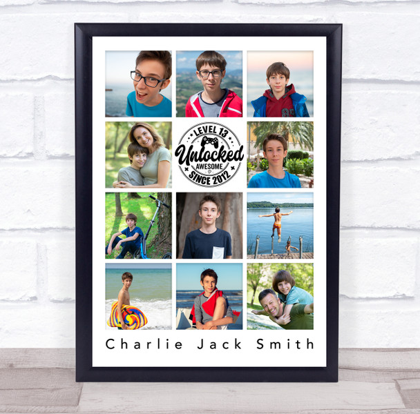 Photo Collage 11-Photo 13th Birthday Gift For Teenagers Boys Print Or Canvas