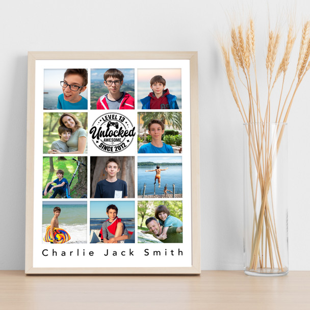 Photo Collage 11-Photo 13th Birthday Gift For Teenagers Boys Print Or Canvas