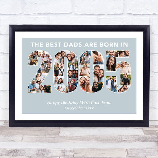 Photo Collage Blue Birthday Gift For Dads 33-Photo Year 2005 Print Or Canvas Photo Collage Blue Birthday Gift For Dads 33-Photo Year 2005 Print Or Canvas