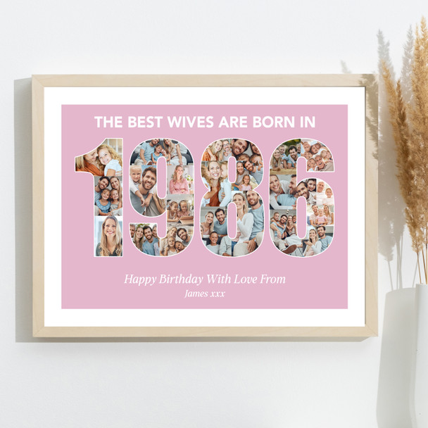 Photo Collage Pink Birthday Gift For Wife 23-Photo Year 1986 Print Or Canvas Photo Collage Pink Birthday Gift For Wife 23-Photo Year 1986 Print Or Canvas