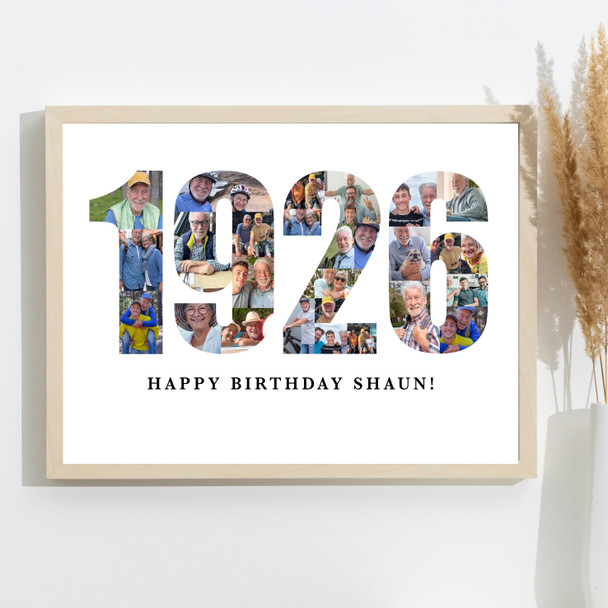Photo Collage White 22-Photo Birthday Gift For Him Year 1926 Print Or Canvas