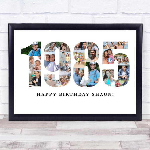 Photo Collage White 22-Photo Birthday Gift For Him Year 1985 Print Or Canvas