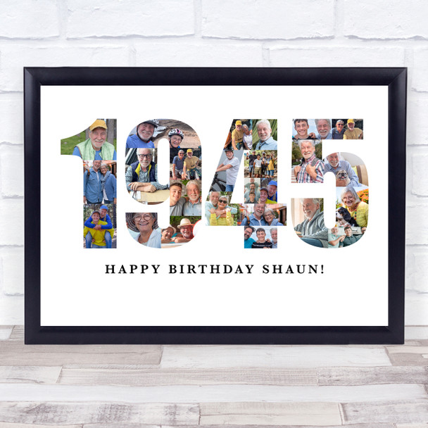 Photo Collage White 25-Photo Birthday Gift For Him Year 1945 Print Or Canvas